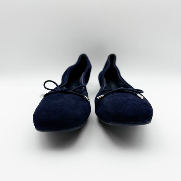 Stuart Weitzman Womens Bardot Bow Ballerina Flats US 9 Navy Blue Suede NIB - Picture 11 of 14